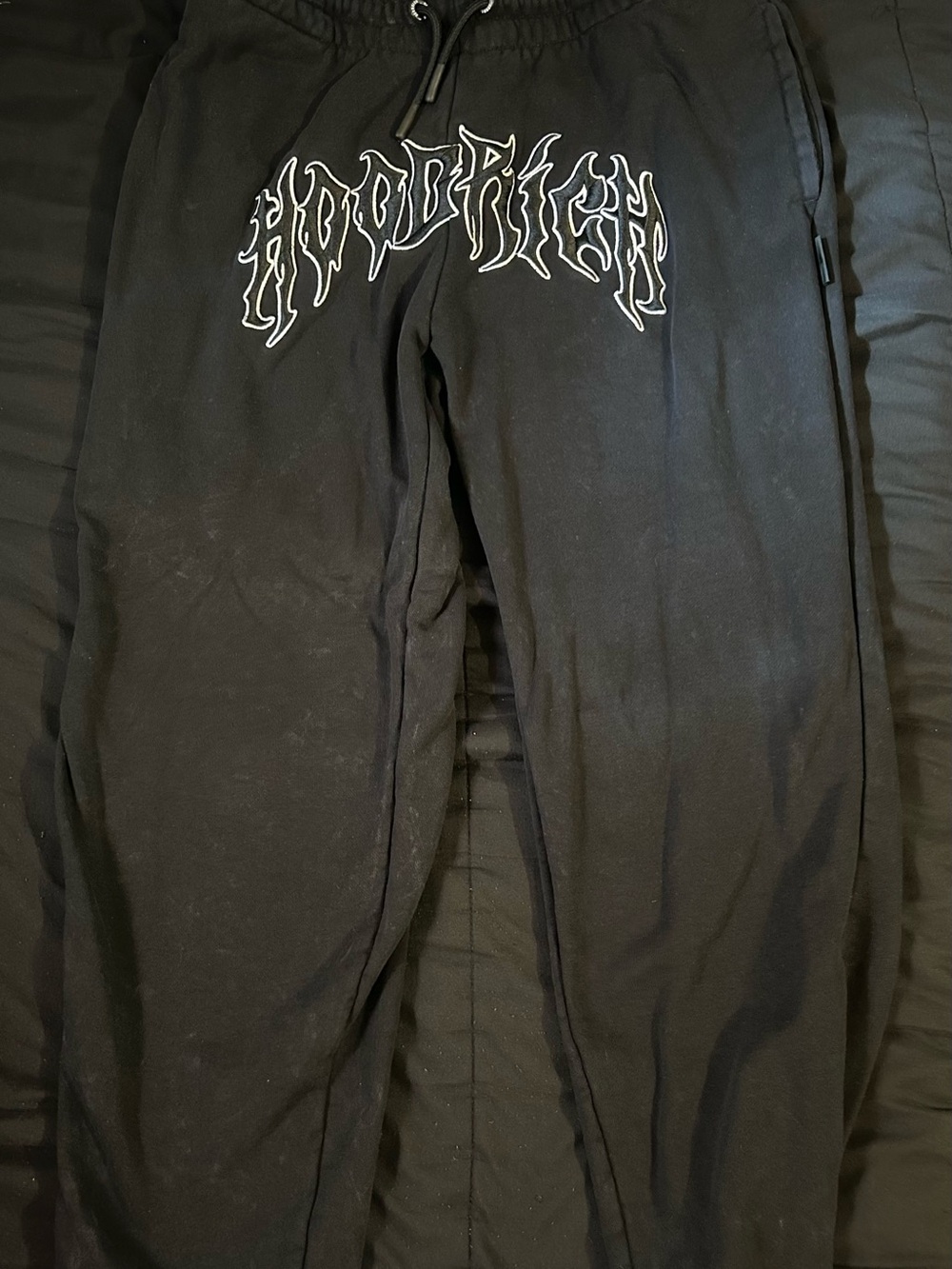 Black Graphic Sweat Joggers with Front Logo
